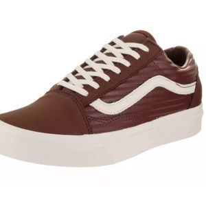 💥Old Skool Moto Leather Madder Brown Blanco😍 Brand New Vans 3.5 & 4 BIG GIRLS